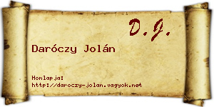 Daróczy Jolán névjegykártya